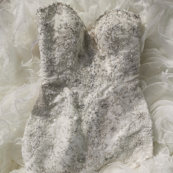 Allure Bridal Couture Dress size 2 Ivory with train hook and build in bra - Picture 5 of 11